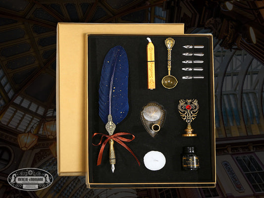Blue & Gold House Quill Set