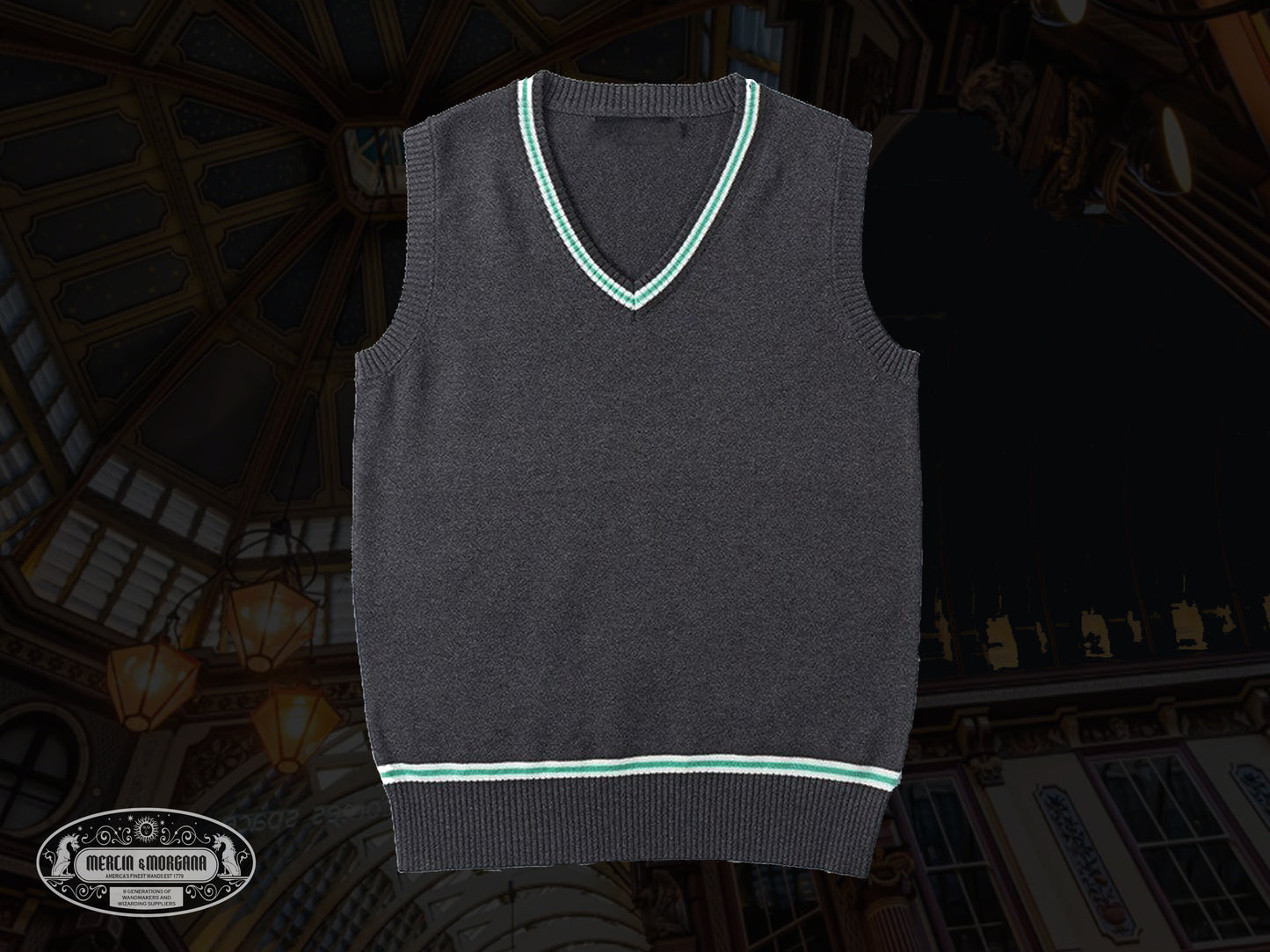 Green & Silver House Sweater Vest